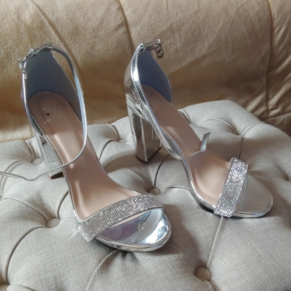 Silver Rhinestone Heels